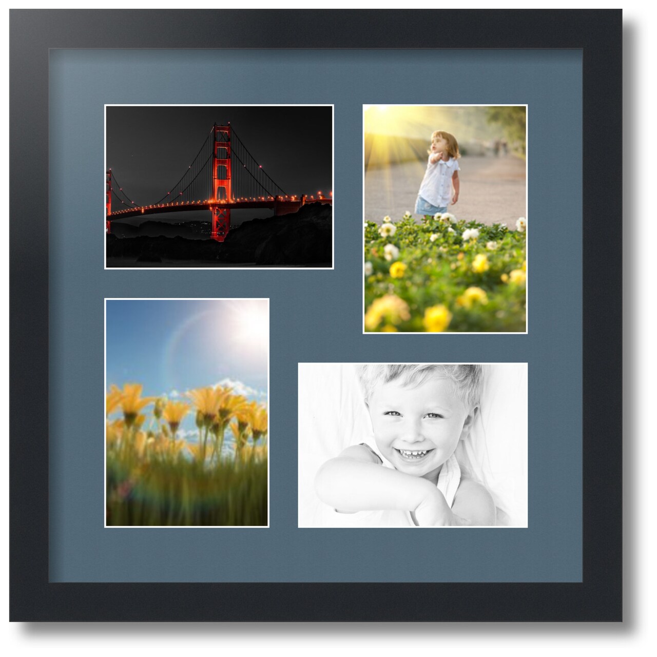 ArtToFrames Collage Photo Picture Frame with 4 - 5x7 inch Openings, Framed in Black with Over 62 Mat Color Options and Plexi Glass (CSM-3926-179)